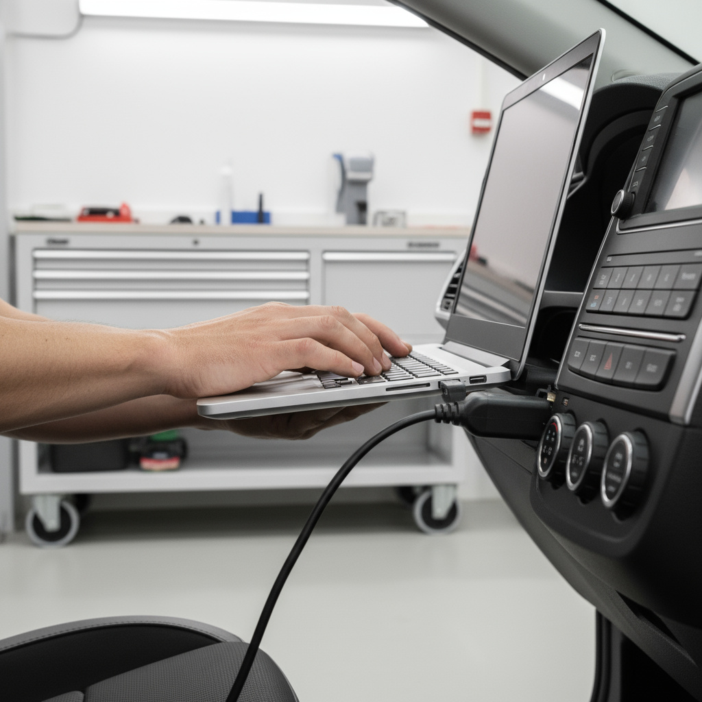 Diagnose-Laptop am OBD-Port